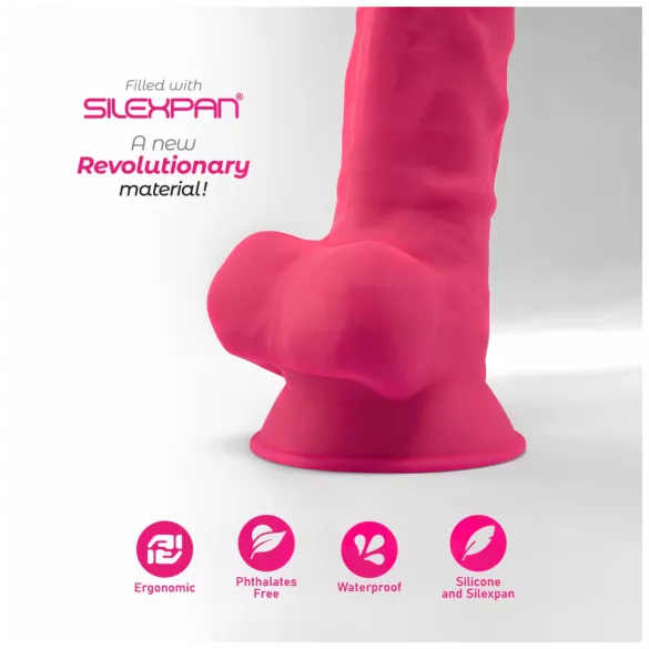 Silexd 7 - dildo med sugpropp och testiklar - 17,5 cm (rosa)