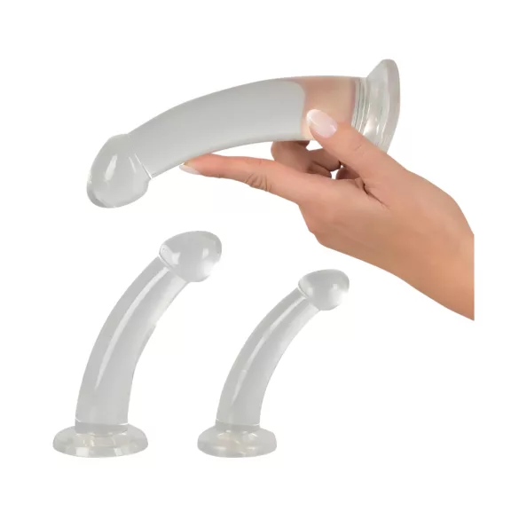 Crystal Clear - analdildoset med ollon - 3 delar - transparent