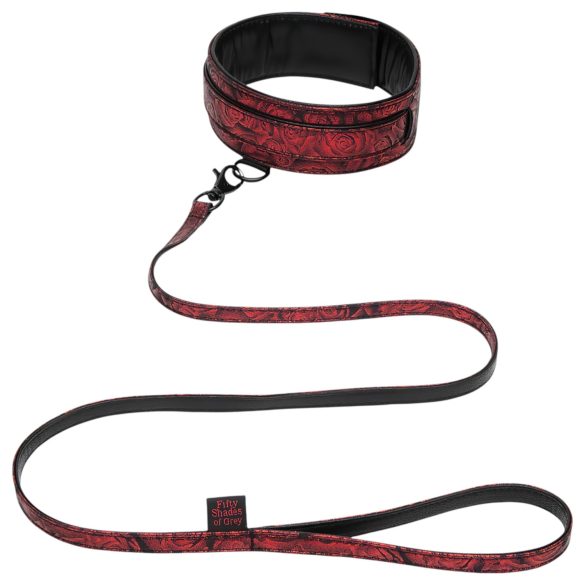 Femtio nyanser av grått - halsband & koppel (svart-röd)