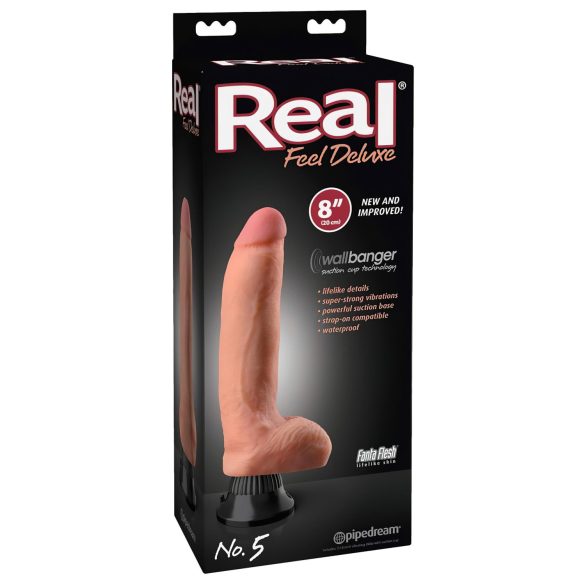 Real Feel Deluxe No.5 - Naturtrogen vibrator med pung