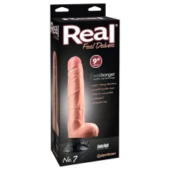   Real Feel Deluxe No.7 - realistisk vibrator med pung - hudfärgad