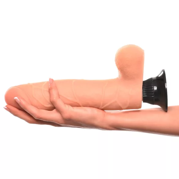 Real Feel Deluxe No.9 - vibrator med pung - realistisk hudfärgad