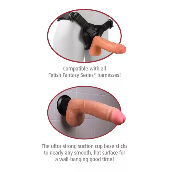 Real Feel Deluxe No.9 - vibrator med pung - realistisk hudfärgad