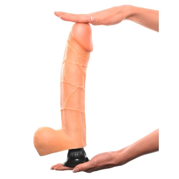 Real Feel Deluxe No.12 - dildo med pung - realistisk vibrator - hudfärgad