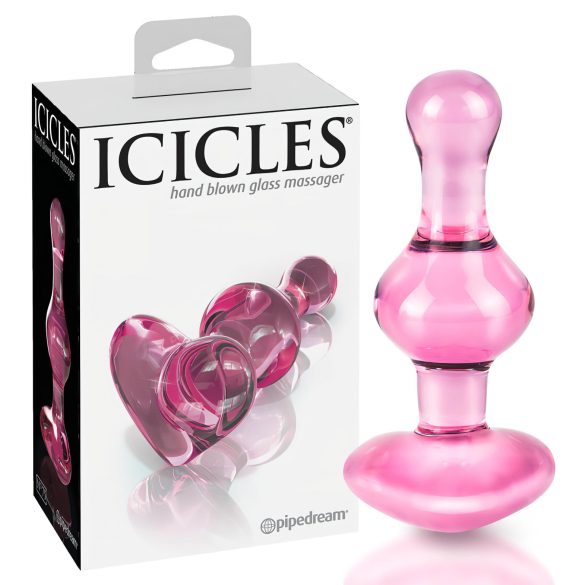 Icicles No. 75 - Hjärtformad, rosa glasanalplugg