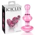 Icicles No. 75 - analplugg hjärtformad - glas - rosa