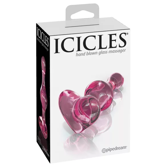 Icicles No. 75 - analplugg hjärtformad - glas - rosa