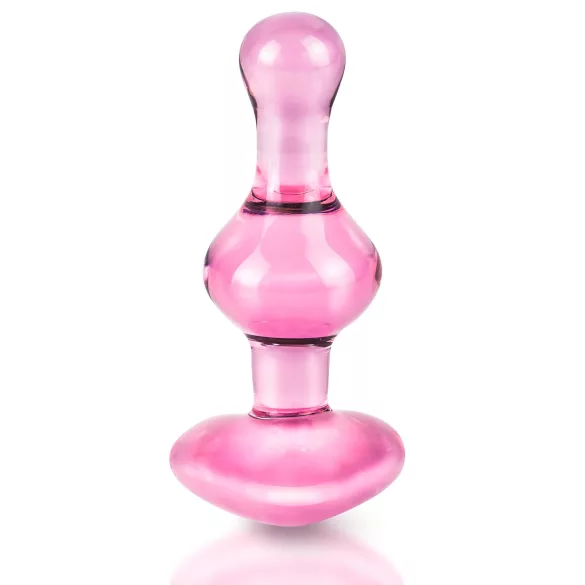 Icicles No. 75 - analplugg hjärtformad - glas - rosa