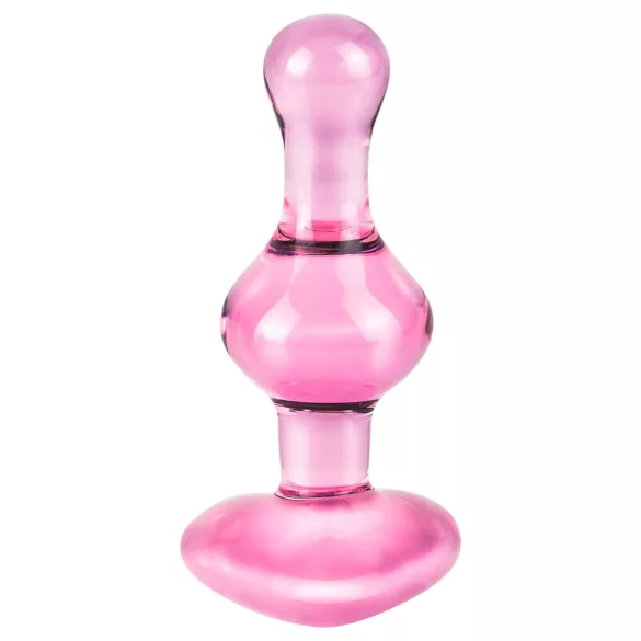 Icicles No. 75 - analplugg hjärtformad - glas - rosa