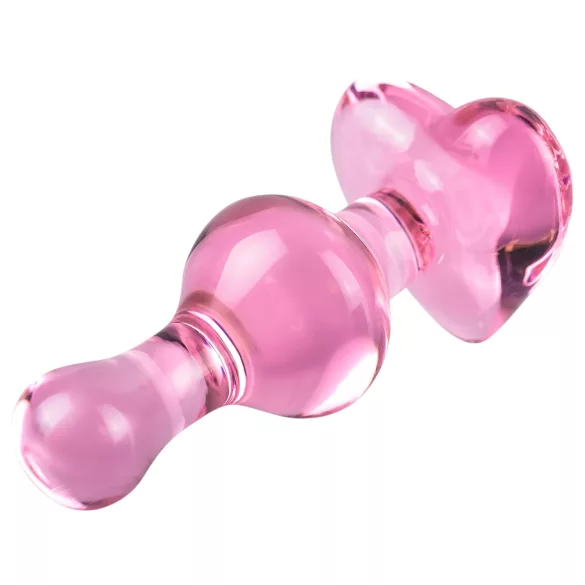 Icicles No. 75 - analplugg hjärtformad - glas - rosa