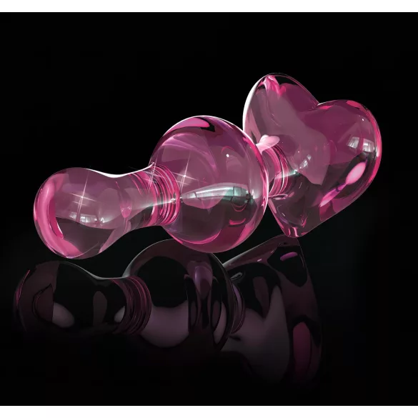 Icicles No. 75 - analplugg hjärtformad - glas - rosa