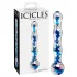 Icicles No. 08 - dubbeländad glasdildo - vågig - transparent/blå