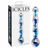 Icicles No. 08 - dubbeländad glasdildo - vågig - transparent/blå