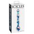 Icicles Nr. 08 - vågig, dubbeländad glasdildo (transparent-blå)