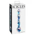 Icicles No. 08 - dubbeländad glasdildo - vågig - transparent/blå