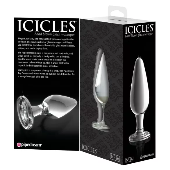 Icicles No. 26 - analplugg - konisk - glas - transparent