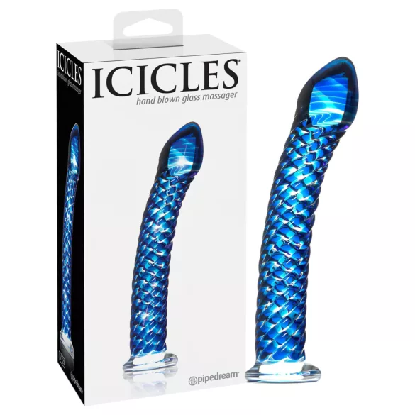 Icicles No. 29 - spiral dildo - glas - blå