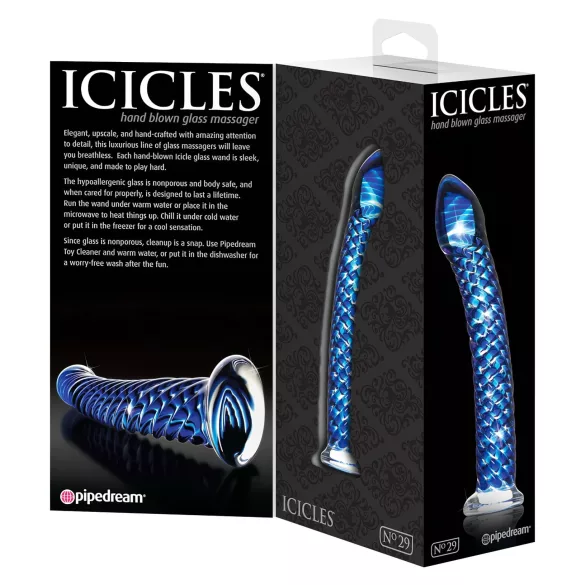 Icicles No. 29 - spiral dildo - glas - blå