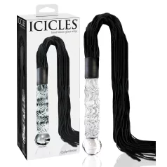  Icicles No. 38 - piska i läder och dildo i glas - transparent/svart