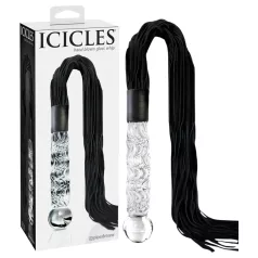   Icicles No. 38 - piska i läder och dildo i glas - transparent/svart