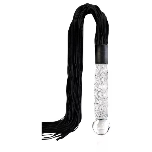 Icicles No. 38 - piska i läder och dildo i glas - transparent/svart
