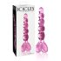 Icicles No. 43 - pärlad hjärtformad glasdildo (rosa)