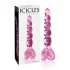 Icicles No. 43 - glaspdildo med pärlor och hjärta - rosa