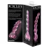 Icicles No. 43 - glaspdildo med pärlor och hjärta - rosa