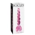 Icicles No. 43 - glaspdildo med pärlor och hjärta - rosa