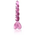 Icicles No. 43 - glaspdildo med pärlor och hjärta - rosa