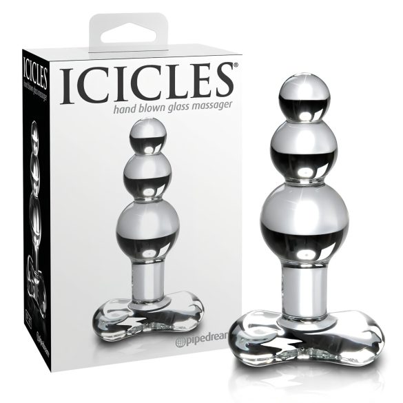 Icicles No. 47 - analplugg med tre kulor - glas - transparent