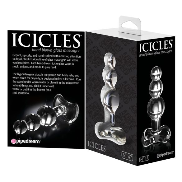 Icicles No. 47 - analplugg med tre kulor - glas - transparent