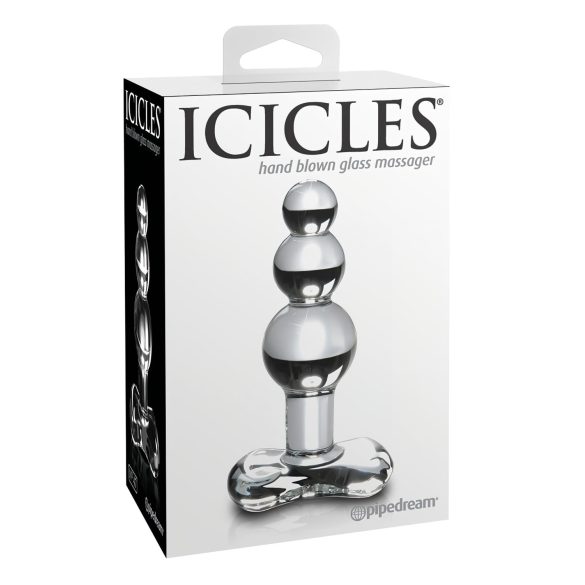 Icicles No. 47 - analplugg med tre kulor - glas - transparent