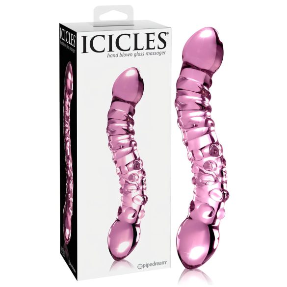 Icicles No. 55 - Dubbeländad G-punkt glasdildo (rosa)