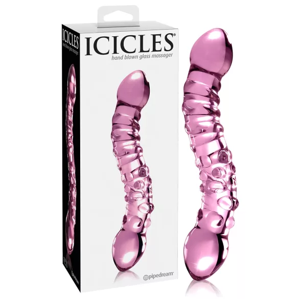 Icicles No. 55 - dubbelsidig G-punkt glasdildo - rosa