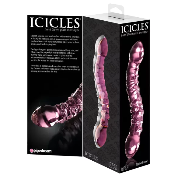 Icicles No. 55 - dubbelsidig G-punkt glasdildo - rosa