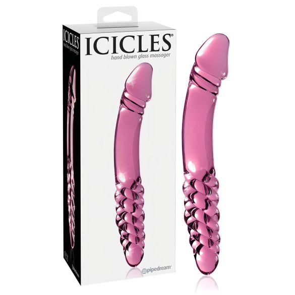 Icicles Nr. 57 - Dubbeländad glasdildo med penisform (rosa)