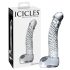 Icicles No. 61 - elegant, transparent glasdildo med testiklar