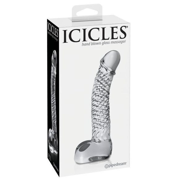 Icicles No. 61 - dildo med pung och penis - glas - transparent