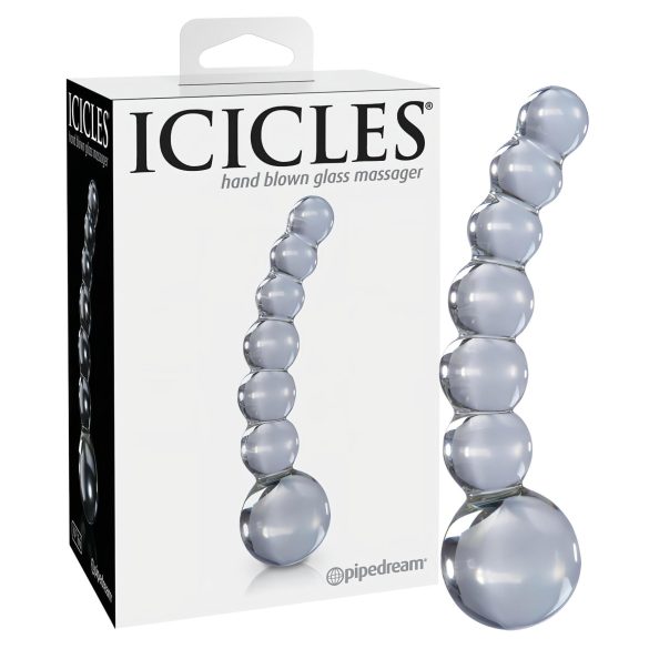 Icicles No. 66 - Böjd, kulformad glaskonstverk (genomskinlig)