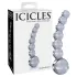 Icicles No. 66 - glasdildo böjd med kulor - transparent