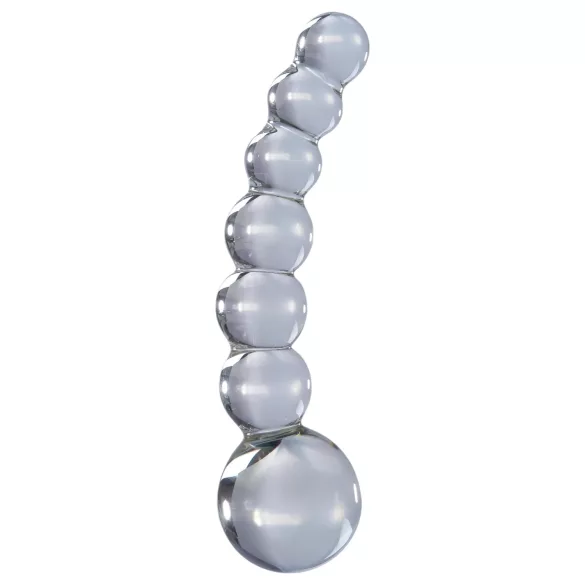 Icicles No. 66 - glasdildo böjd med kulor - transparent