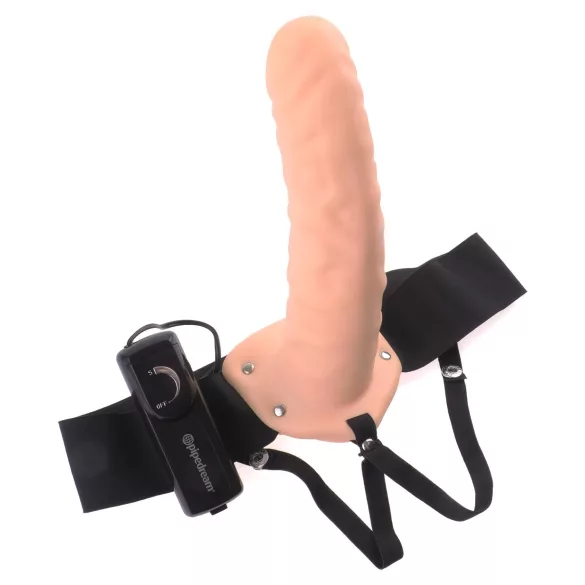 Pipedream - Fetish Strap-On 8 - påspänningsbar, ihålig vibrator (naturell)