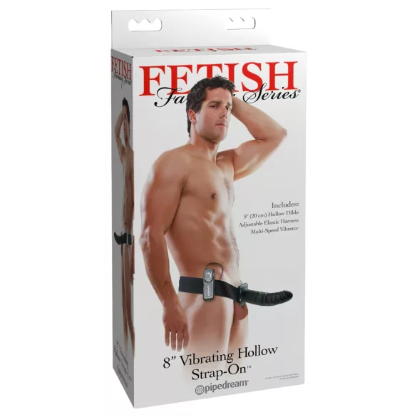 Fetish Strap-On 8 - strap-on dildo med vibration - ihålig svart