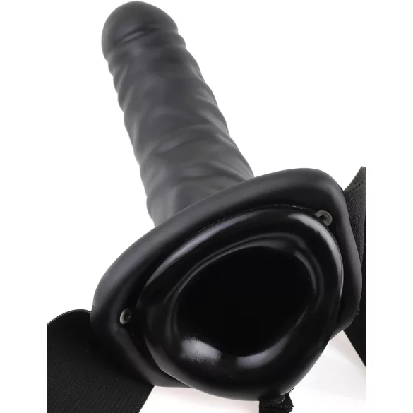 Fetish Strap-On 8 - strap-on dildo med vibration - ihålig svart