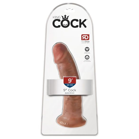 King Cock 9 - realistisk dildo med sugkopp (23cm) - mörk naturfärg