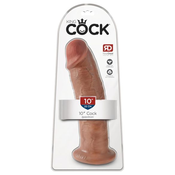 King Cock 10 - Mörk Naturlig Dildo med Sugkopp (25 cm)
