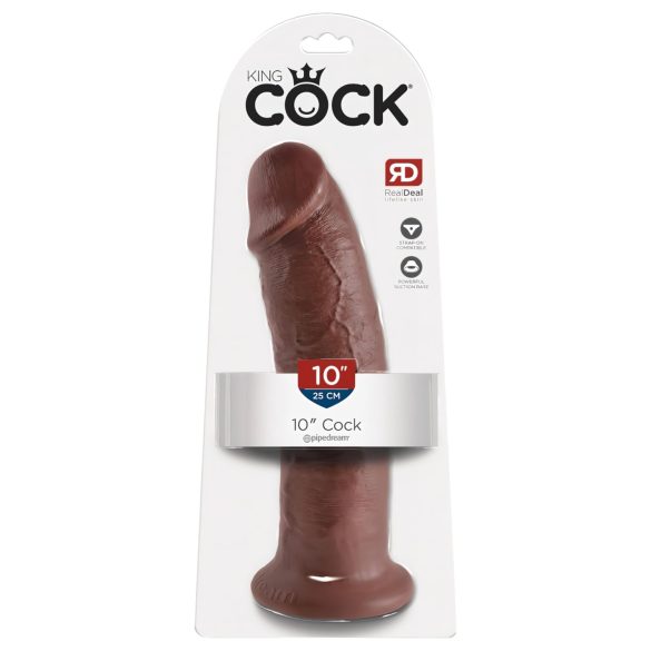 King Cock 10 - Stor dildo med sugpropp (25 cm) - brun