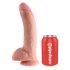 King Cock 9 - stor dildo med sugkopp och pung (23 cm) - naturfärg