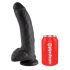 King Cock 9 - stor sugkoppsdildo med pung, svart (23 cm)